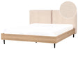 Bed Frame Beige Boucle EU Super King Size 6ft Upholstered Headboard Metal Legs Wooden Slatted Base Modern Style Bedroom Beliani