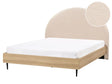 Bed Frame Beige Boucle EU King Size 5ft3 Upholstered Headboard MDF Frame Metal Legs Wooden Slatted Base Modern Style Bedroom Beliani