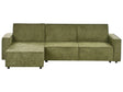 Corner Sofa Bed Dark Green Fabric Upholstered 3 Seater Right Hand L-Shaped Bed Beliani