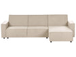 Corner Sofa Bed Beige Fabric Upholstered 3 Seater Left Hand L-Shaped Bed Beliani