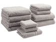 Set of 11 Towels Light Grey Cotton Low Twist Guest Hand Bath Towel Bath Sheet and Bath Mat Beliani