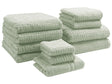 Set of 11 Towels Light Green Cotton Low Twist Guest Hand Bath Towel Bath Sheet and Bath Mat Beliani