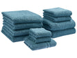 Set of 11 Towels Blue Cotton Low Twist Guest Hand Bath Towel Bath Sheet and Bath Mat Beliani