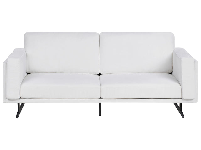 Sofa White Fabric Upholstery Metal Legs Modern Beliani