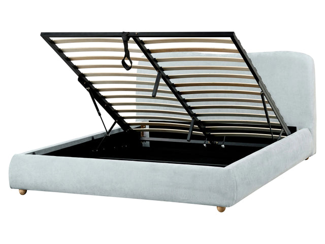 Storage Bed Light Blue Fabric Polyester Fabric EU King Size 5ft3 Minimalist Modern Design Ottoman Storage Beliani