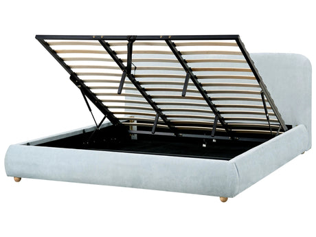 Storage Bed Light Blue Polyester Fabric EU Super King Size 6ft Minimalist Modern Design Ottoman Storage Beliani