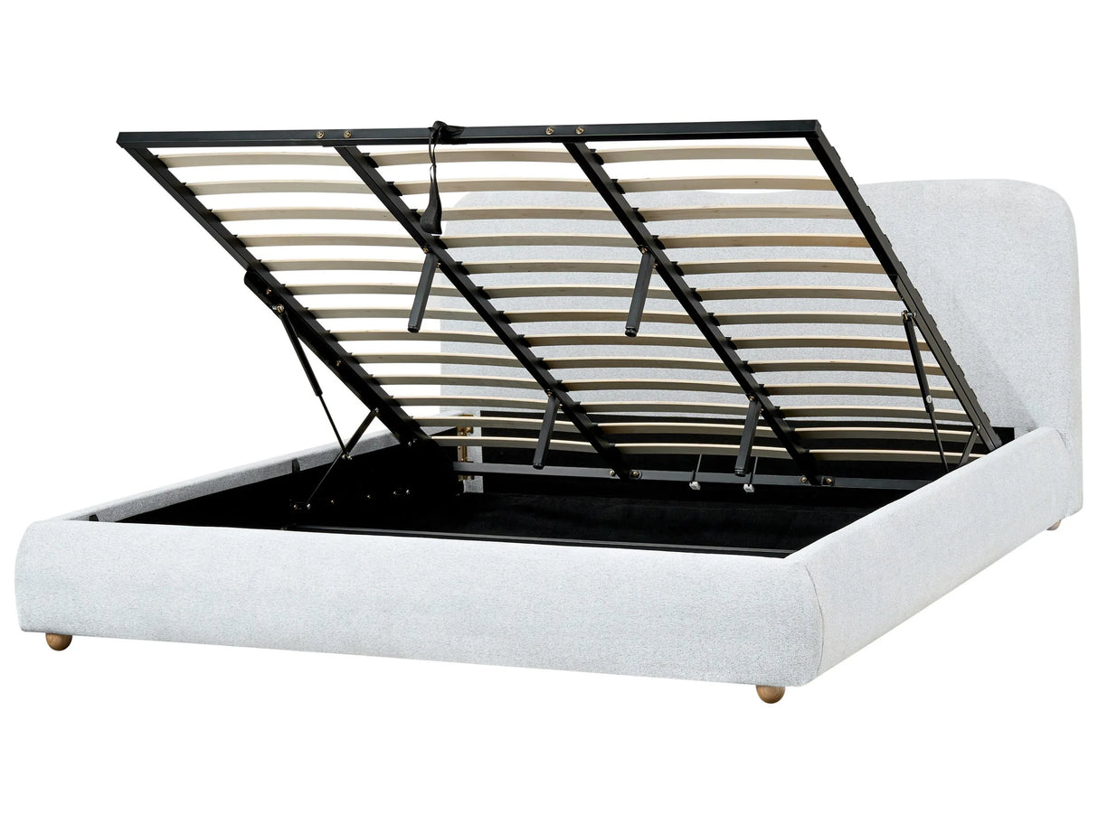 Storage Bed Light Grey Polyester Fabric EU Super King Size 6ft Minimalist Modern Design Ottoman Storage Beliani