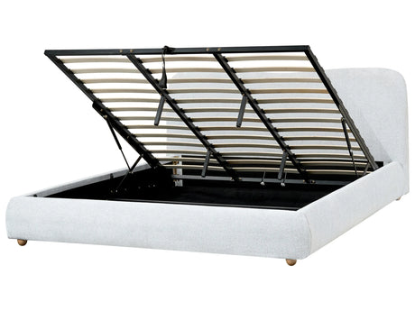 Storage Bed Light Grey Polyester Fabric EU Super King Size 6ft Minimalist Modern Design Ottoman Storage Beliani