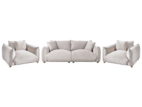 Velvet Sofa Set Taupe Upholstery 5 Seater with Scatter Cushions and Armchairs Living Room Set Beliani