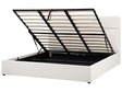 Ottoman Bed Off-White Polyester Upholstery EU Super King Size with Storage and Headboard Bedroom Furniture Beliani