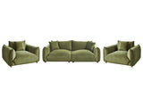 Velvet Sofa Set Green Upholstery 5 Seater with Scatter Cushions and Armchairs Living Room Set Beliani
