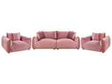 Velvet Sofa Set Pink Upholstery 5 Seater with Scatter Cushions and Armchairs Living Room Set Beliani