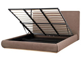 Ottoman Bed Dark Brown Polyester EU Super King Size with Storage Headboard Bedroom Furniture Stylish Beliani