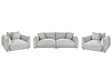 Fabric Sofa Set Light Grey Polyester Upholstery 5 Seater with Scatter Cushions and Armchairs Living Room Set Beliani
