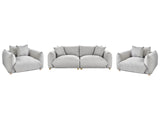 Fabric Sofa Set Light Grey Polyester Upholstery 5 Seater with Scatter Cushions and Armchairs Living Room Set Beliani