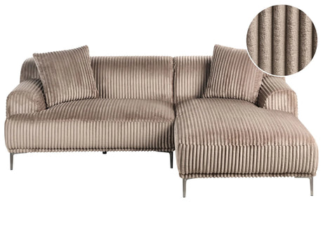 Left Corner Sofa Light Brown Corduroy Jumbo Cord 3 Seater Mid-Century Modern Beliani