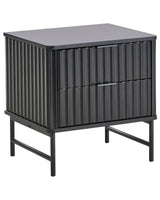 2 Drawer Bedside Table Black MDF Modern Storage Unit Nightstand Bedroom Beliani