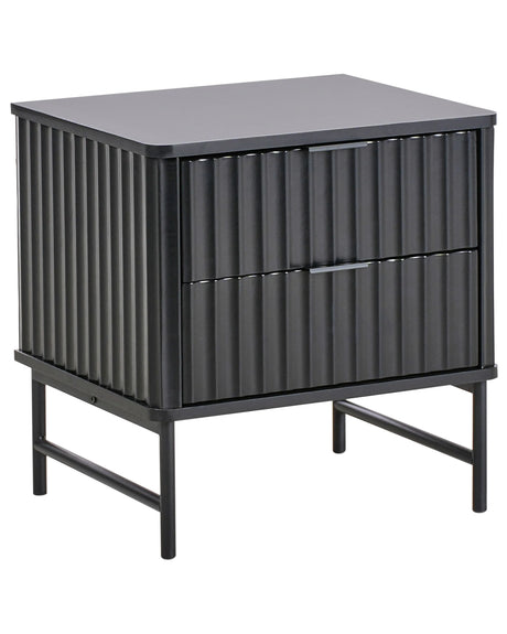 2 Drawer Bedside Table Black MDF Modern Storage Unit Nightstand Bedroom Beliani