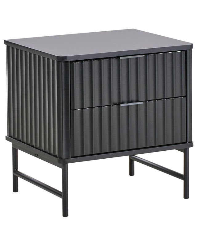 2 Drawer Bedside Table Black MDF Modern Storage Unit Nightstand Bedroom Beliani