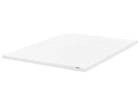 Mattress Topper White Gel Foam Polyester Cover EU Super  King Size 6ft Comfort Layer Pad Beliani