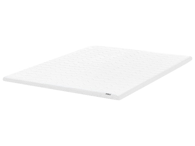 Mattress Topper White Gel Foam Polyester Cover EU Super  King Size 6ft Comfort Layer Pad Beliani
