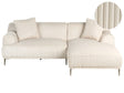 Left Corner Sofa Off White Corduroy Jumbo Cord 3 Seater Mid-Century Modern Beliani