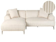 Right Corner Sofa Off White Corduroy Jumbo Cord 3 Seater Mid-Century Modern Beliani