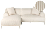 Right Corner Sofa Off White Corduroy Jumbo Cord 3 Seater Mid-Century Modern Beliani