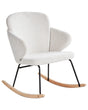 Rocking Chair Off-White Fabric Wooden Metal Legs Skates Modern Design Living Room Beliani