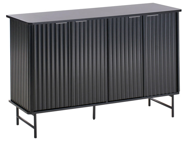 Sideboard Black MDF 4 Door Cabinet Storage Modern Minimalist Design Living Room Storage Beliani