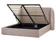 EU King Size Ottoman Bed Taupe Polyester Fabric Upholstery with Wide Headboard and Storage Beliani