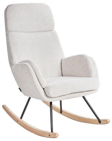 Rocking Chair Off-White Fabric Wooden Metal Legs Skates Modern Design Living Room Beliani