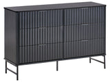 6 Drawer Chest Black MDF Metal Legs Fluted Design Front Modern Storage Unit Living Room Bedroom Beliani