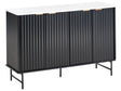 Sideboard Black MDF 4 Door Cabinet Marble Effect Storage Modern Minimalist Design Living Room Storage Beliani