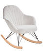 Rocking Chair Off-White Fabric Wooden Metal Legs Skates Modern Design Living Room Beliani