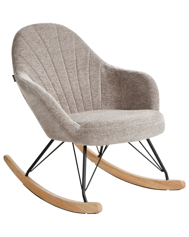 Rocking Chair Taupe Fabric Wooden Metal Legs Skates Modern Design Living Room Beliani