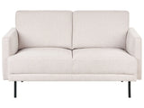 Fabric 2-Seater Sofa Polyester Light Beige Water-Repellent Couch Metal Legs Woven Fabric Cushioned Back Minimalist Modern Beliani