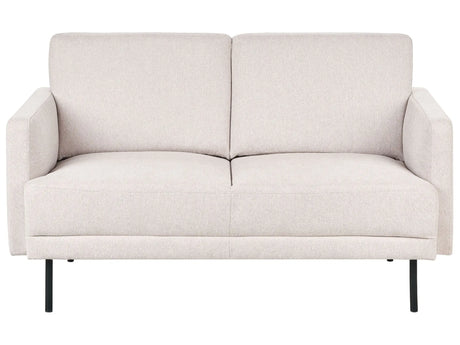 Fabric 2-Seater Sofa Polyester Light Beige Water-Repellent Couch Metal Legs Woven Fabric Cushioned Back Minimalist Modern Beliani
