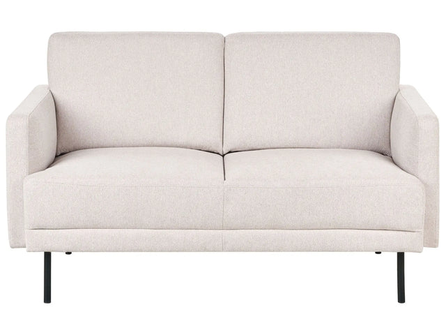 Fabric 2-Seater Sofa Polyester Light Beige Water-Repellent Couch Metal Legs Woven Fabric Cushioned Back Minimalist Modern Beliani