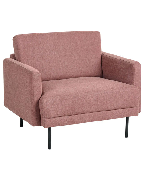 Fabric Armchair Pink Water-Repellent Living Room Chair Metal Legs Woven Fabric Cushioned Back Minimalist Modern Beliani