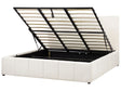 EU Super King Size Ottoman Bed Off-White Polyester Fabric Upholstery with Headboard Beliani