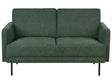 Fabric 2-Seater Sofa Polyester Dark Green Water-Repellent Couch Metal Legs Woven Fabric Cushioned Back Minimalist Modern Beliani