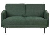 Fabric 2-Seater Sofa Polyester Dark Green Water-Repellent Couch Metal Legs Woven Fabric Cushioned Back Minimalist Modern Beliani