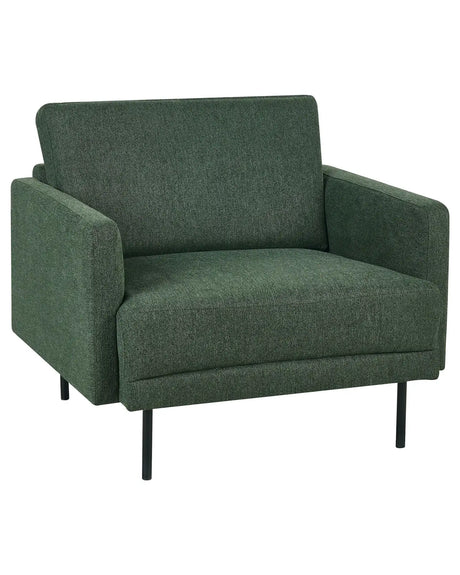 Fabric Armchair Dark Green Water-Repellent Living Room Chair Metal Legs Woven Fabric Cushioned Back Minimalist Modern Beliani
