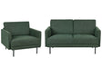 Modern Fabric 3-Seater Living Room Set Sofa Armchair Polyester Dark Green Water-Repellent Couch Metal Legs Woven Fabric Cushioned Back Minimalist Beliani