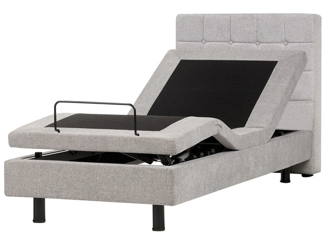 Electric Bed Light Grey Polyester Upholstery EU Single 3ft Remote Control Adjustable Beliani