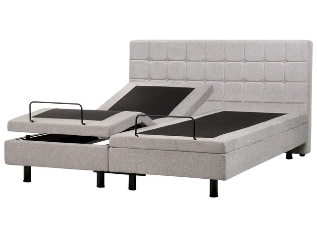 Electric Bed Light Grey EU Super King Size 6ft Remote Control Adjustable Beliani