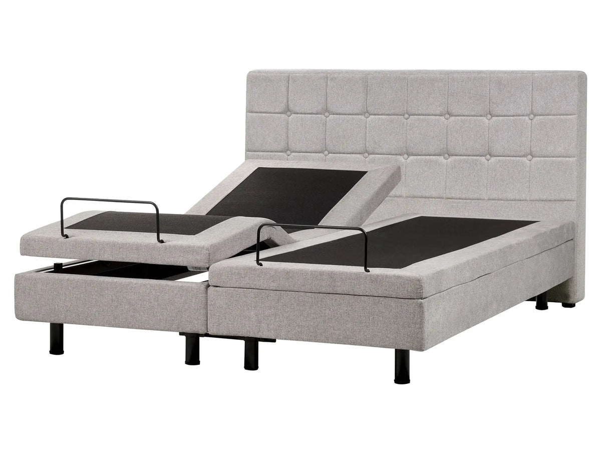 Modern Electric Bed Light Grey Polyester EU King Size 5ft3 Adjustable Remote Control Beliani