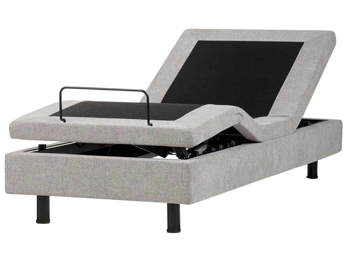 Electric Bed Light Grey Polyester EU Single 3ft Remote Control Adjustable without Headboard Beliani