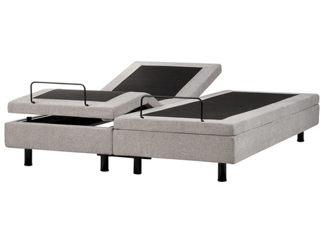 Electric Bed Light Grey Polyester EU Super King Size 6ft Remote Control Adjustable without Headboard Beliani